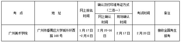 2017年广州美术学院书法学考点安排.jpg