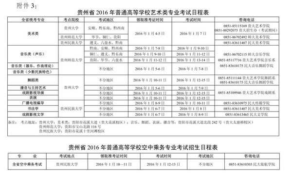 贵州省2016年普通高等学校艺术类专业考试日程表.jpg